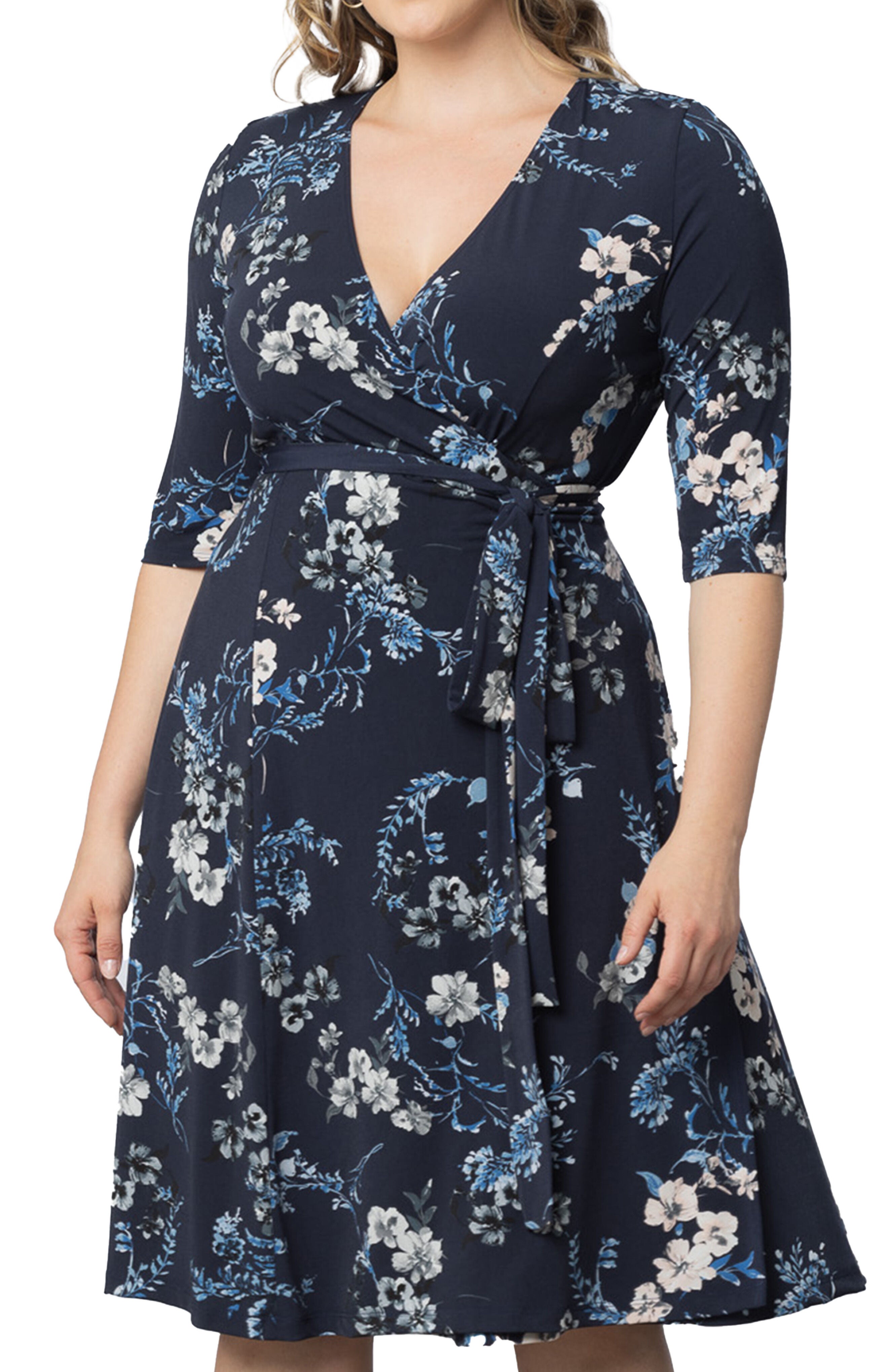 Signature Wrap Dress, FRENCH BLUE GARDEN / Navy, alternate image number 3