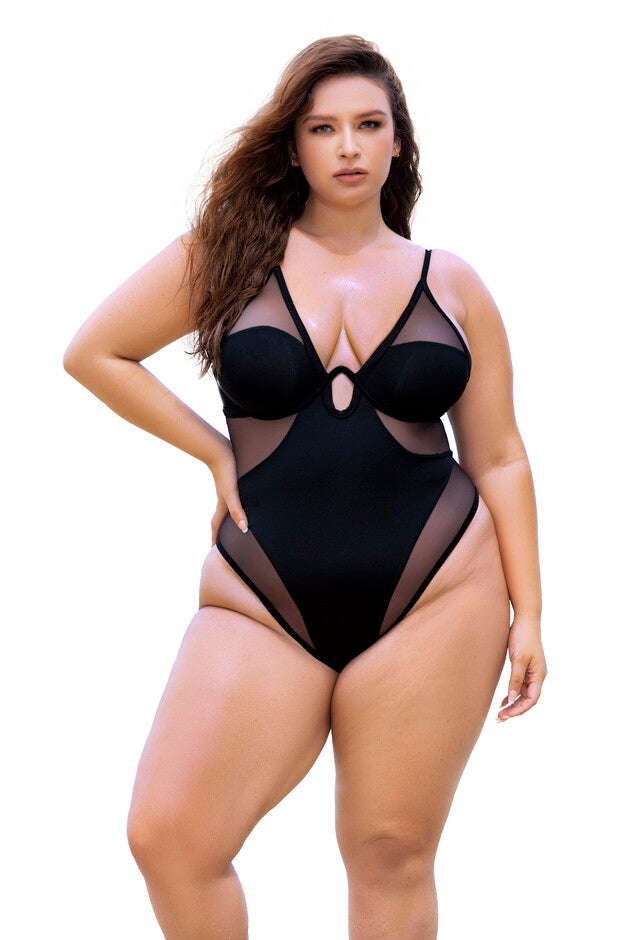 Underwired One Piece Swimsuit, Black / Black, hi-res image number 0