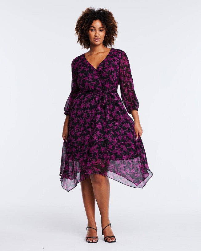 Boysenberry Bloom Dress, MagentaBlack / Black, hi-res image number null