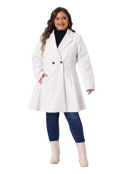 A LINE NOTCHED LAPEL DOUBLE BREASTED LONG PEACOAT