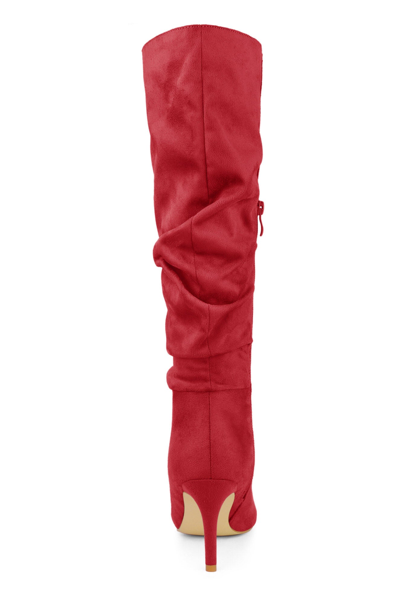 Slouch Pointed Toe Stiletto Heel Knee High Boots, Red / Red, alternate image number 2