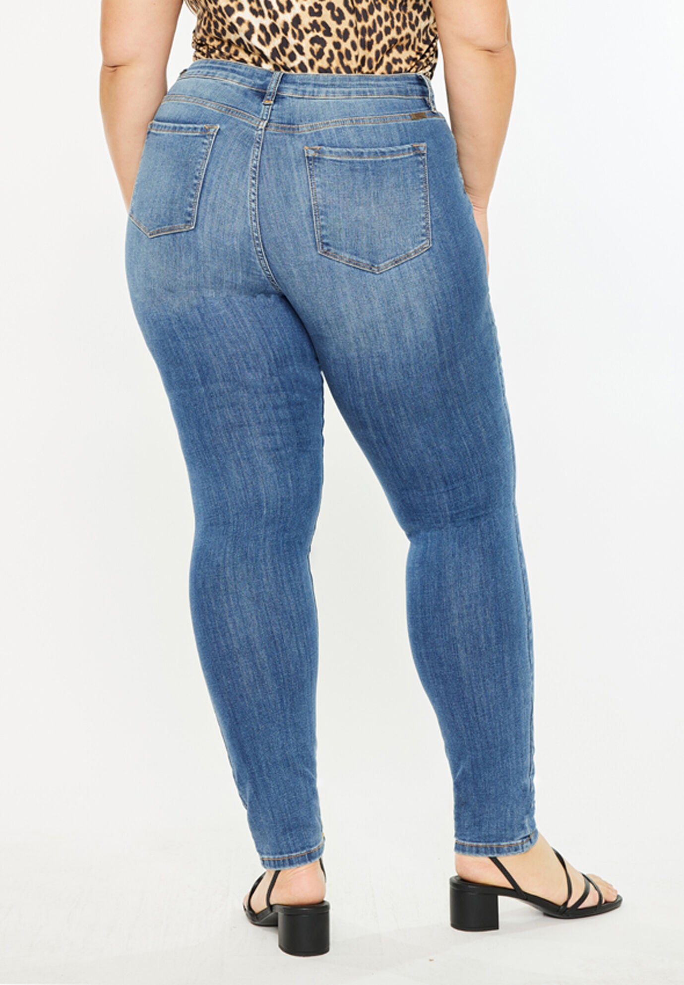 Sharon Mid Rise Super Skinny (Plus Size), Medium Wash / Medium Wash, alternate image number 4