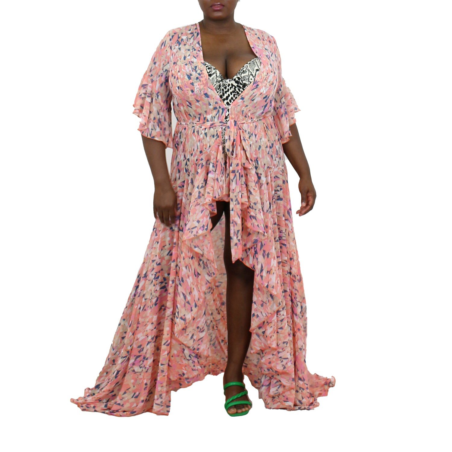 Korinne Standard Kaftan Orange Diamond Print, Orange / Orange, alternate image number 1