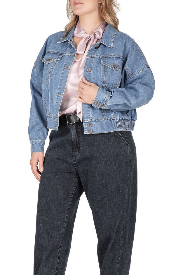 River Women's Cropped Denim Plus Size Jacket, , alternate image number null