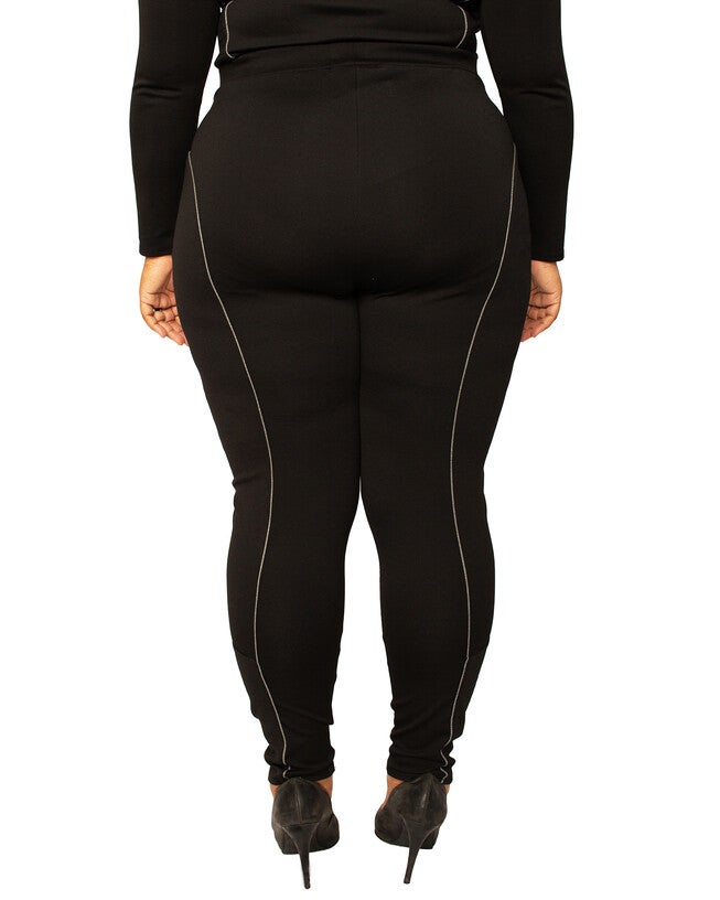 Sasha High Rise Ponte Knit Moto Slip Fit Leggings, , alternate image number 4