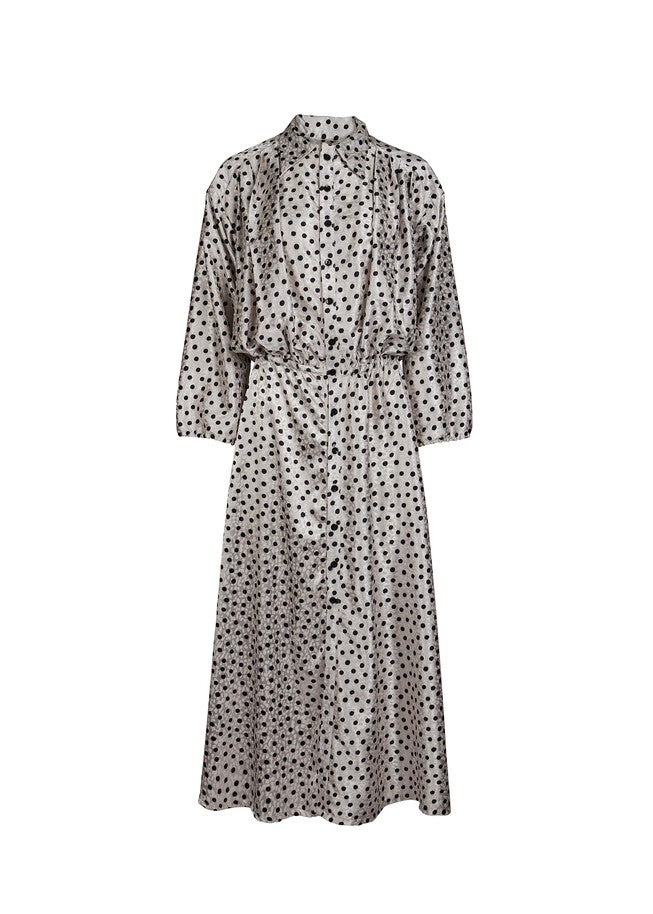 Polka Dot Blouson Dress, White / Ivory, hi-res image number null