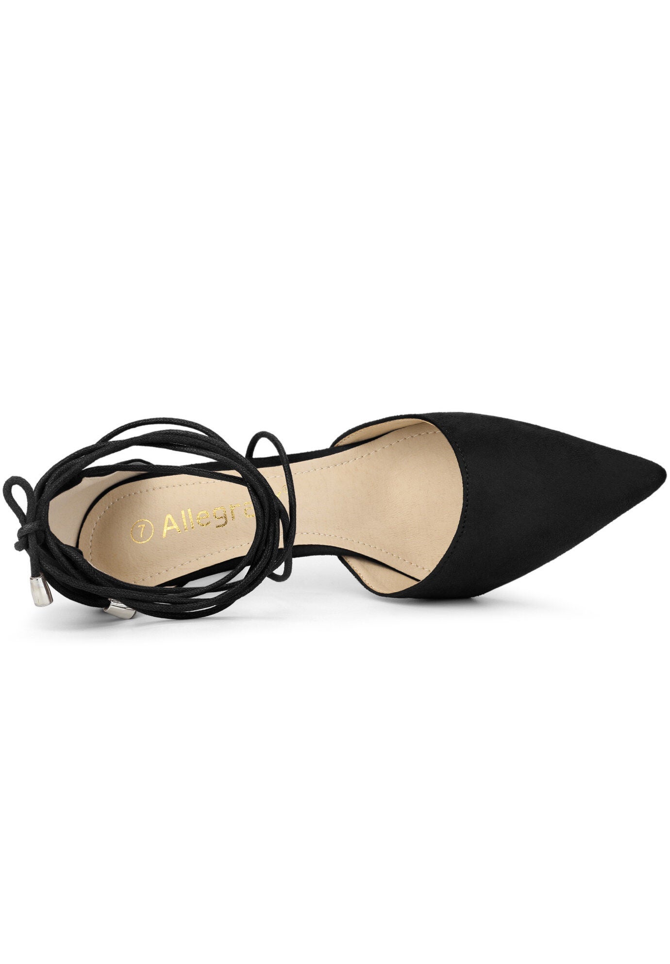 Pointed Toe Lace Up Stiletto Heels Dress Pumps, Black / Black, alternate image number 3