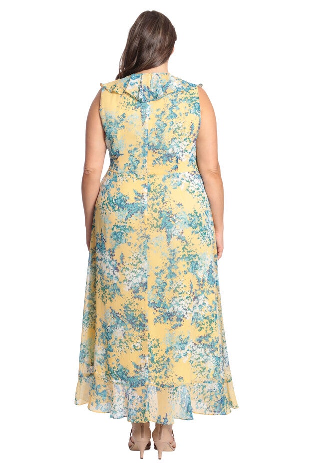 Floral side tie ruffle wrap maxi dress, , alternate image number null