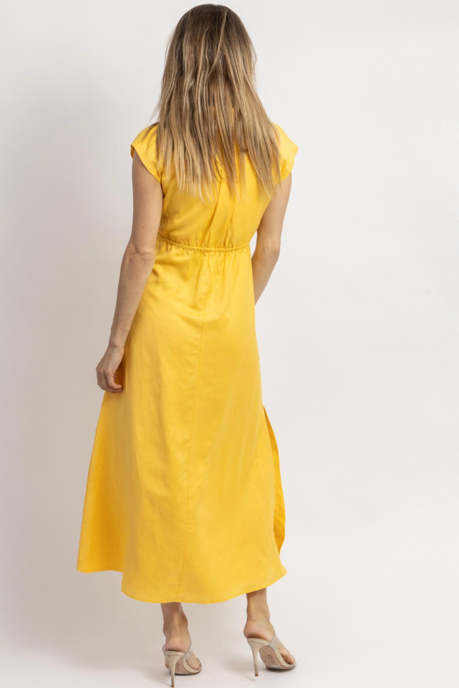 BUTTON DOWN MIDI DRESS IN JACEY YELLOW, , alternate image number 7