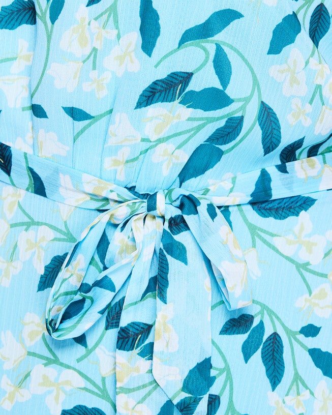 White Spring Dress, Print / Light Blue, alternate image number null