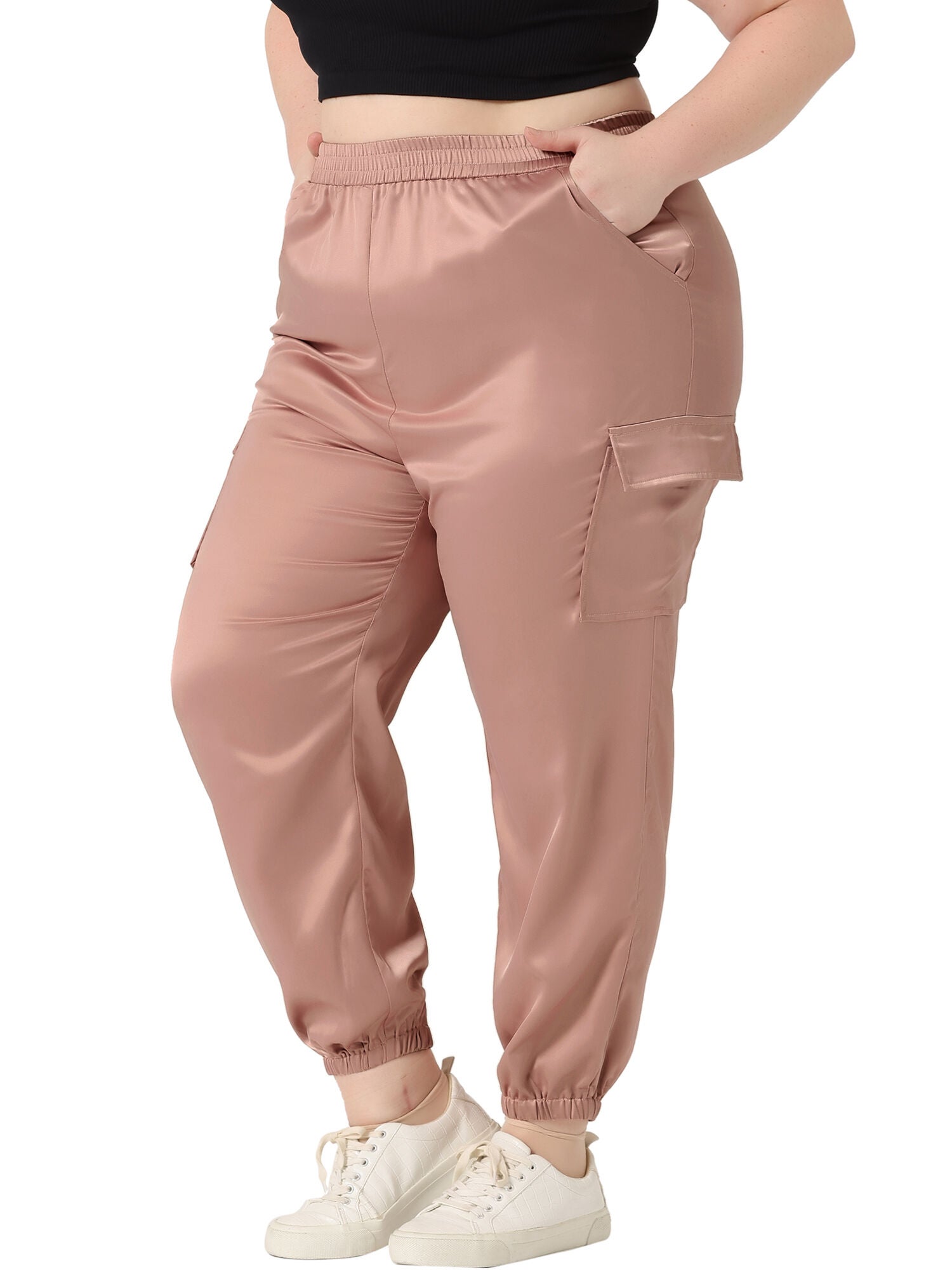 Satin pink joggers new arrivals