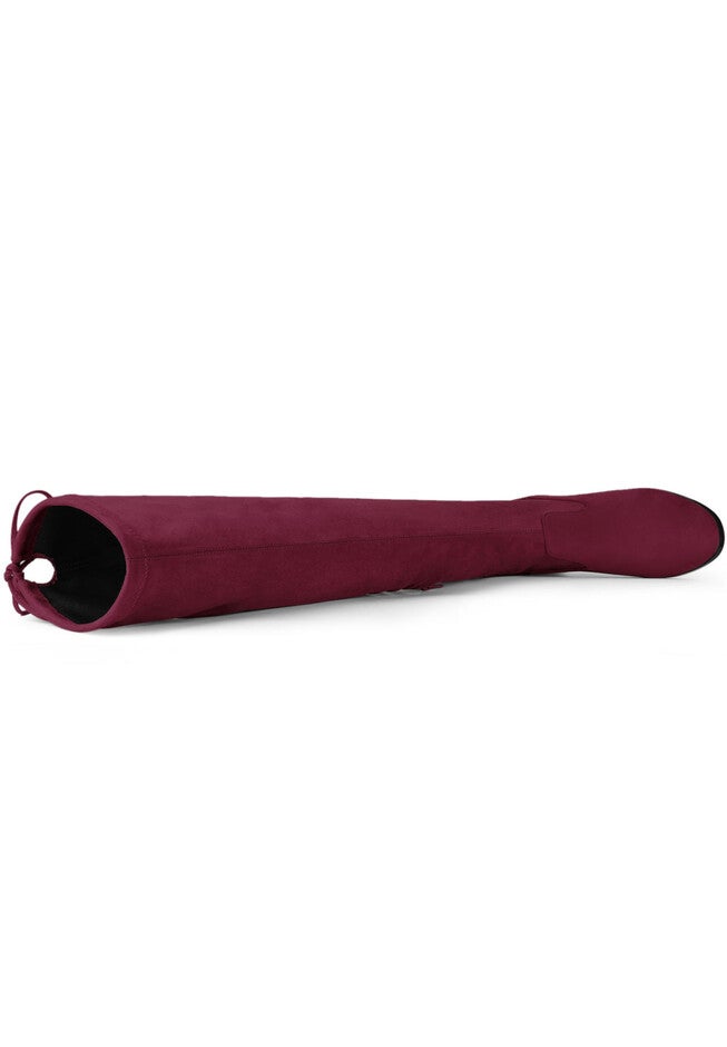Round Toe Chunky Heel Over the Knee High Boots, Burgundy / Burgundy, alternate image number 2