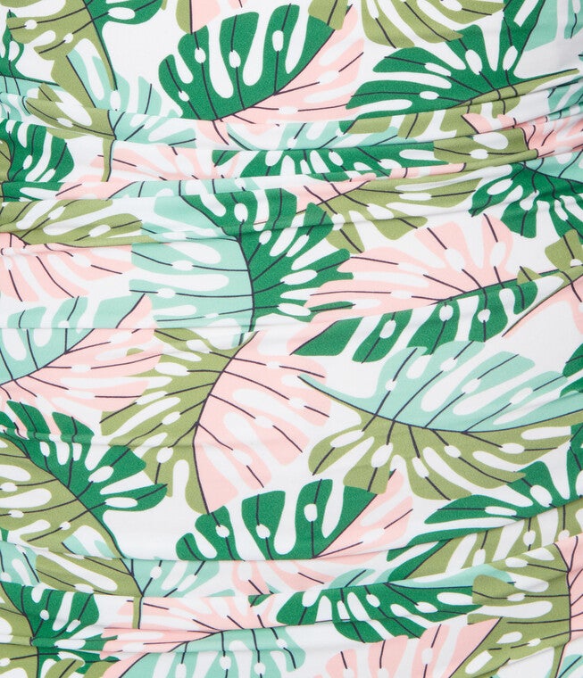 Unique Vintage Green Monstera Print Pismo Romper Swimsuit, Green Monstera Print / Forest Green, alternate image number 1