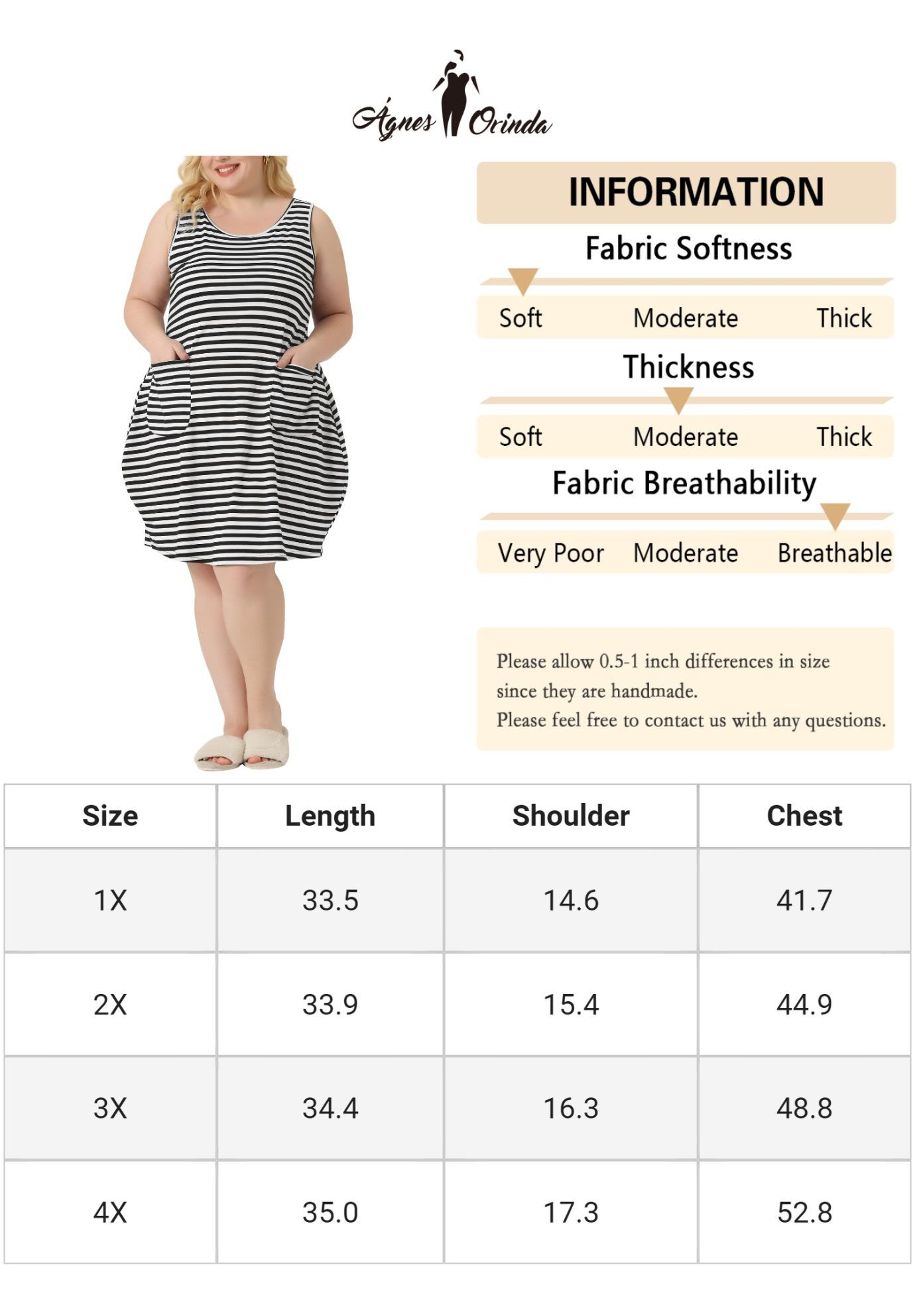 Sleeveless Pajama Sleepdress with Pockets, Black / Black, alternate image number 4