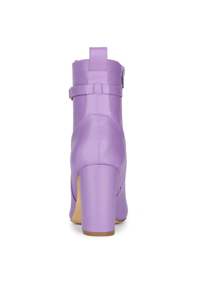 Pointed Toe Chunky High Heels Ankle Boots, Purple / Purple, alternate image number 2