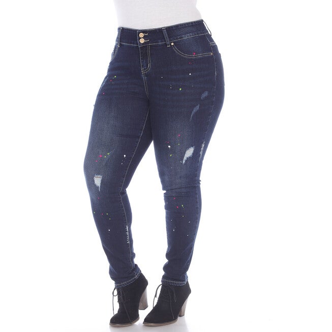 Paint Effect Dark Blue Denim, Dark Blue / Dark Wash, alternate image number 3