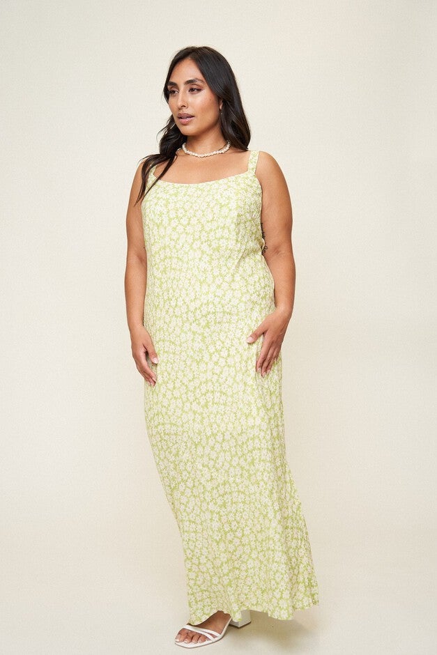 Christine Bias Slip Dress, Daisy Jacquard / Light Green, alternate image number 1
