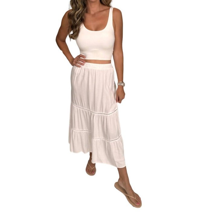 LADDER TRIM MAXI SKIRT, White / White, alternate image number null
