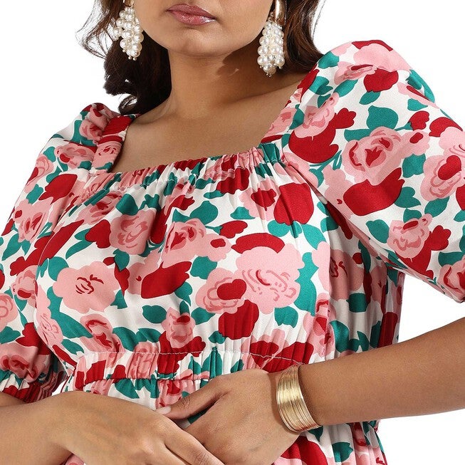 Women Floral Abstract Dresses, Red / Red, alternate image number null