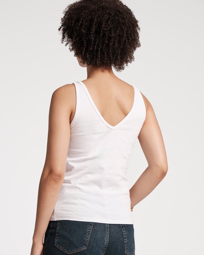 V-Neck Tank, White / White, alternate image number 3