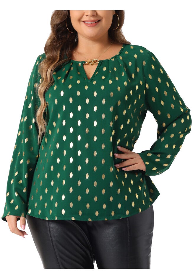 Metallic Shiny Dots Gilding Sparkly Top, Green / Kelly Green, alternate image number 2