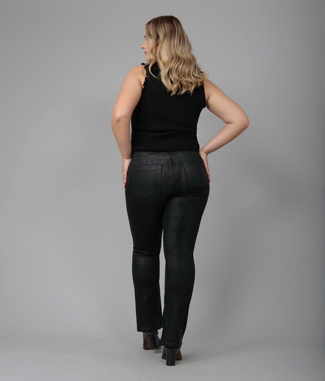 Women's Black High Rise Bootcut Jeans, Coated Black / Black, alternate image number 1