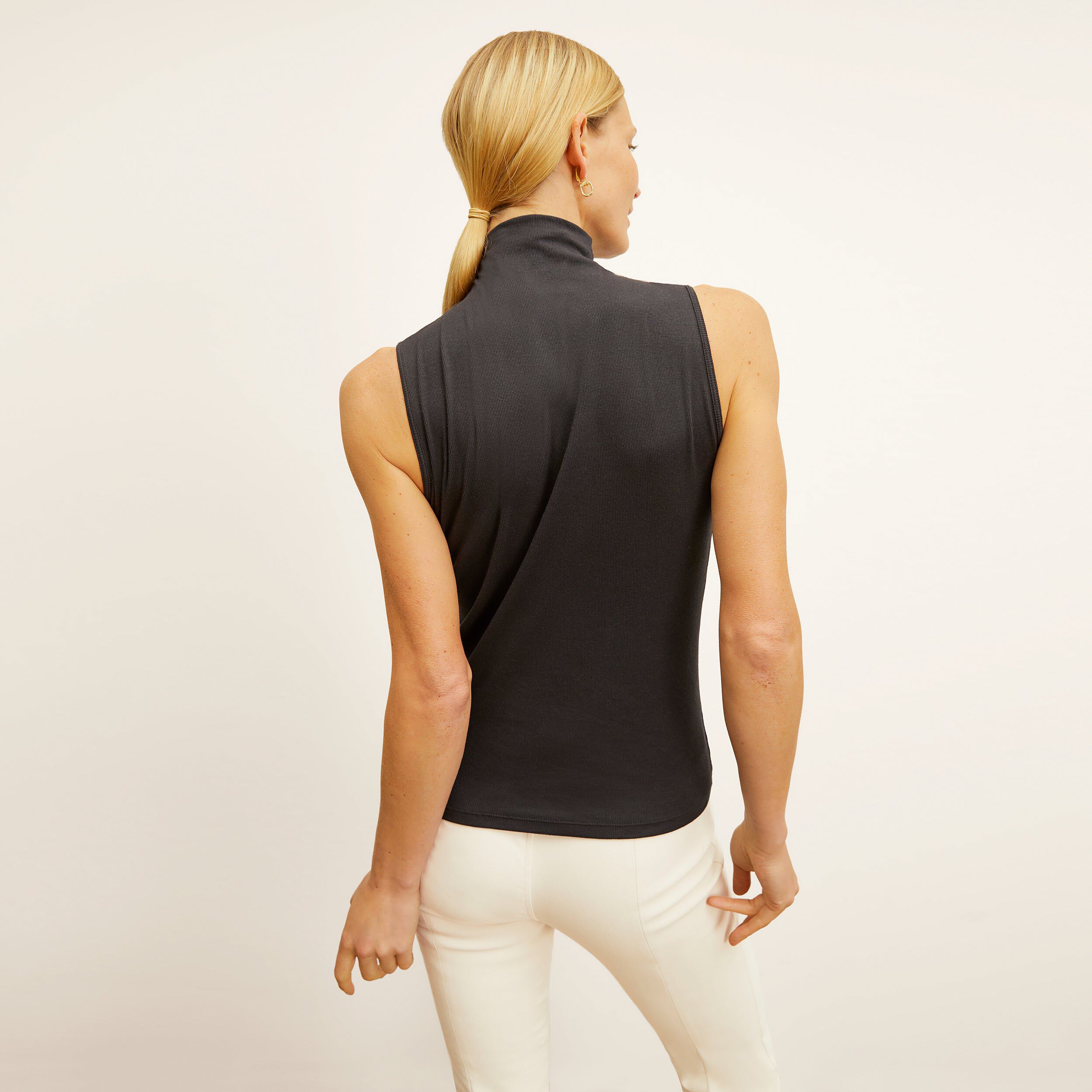 Jett Tank - Organic Ribbed Pima Cotton, Black / Black, alternate image number 2