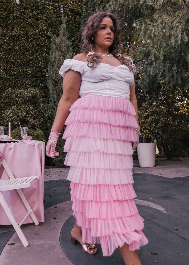 Falling Petals Skirt, Pink / Pink, alternate image number null
