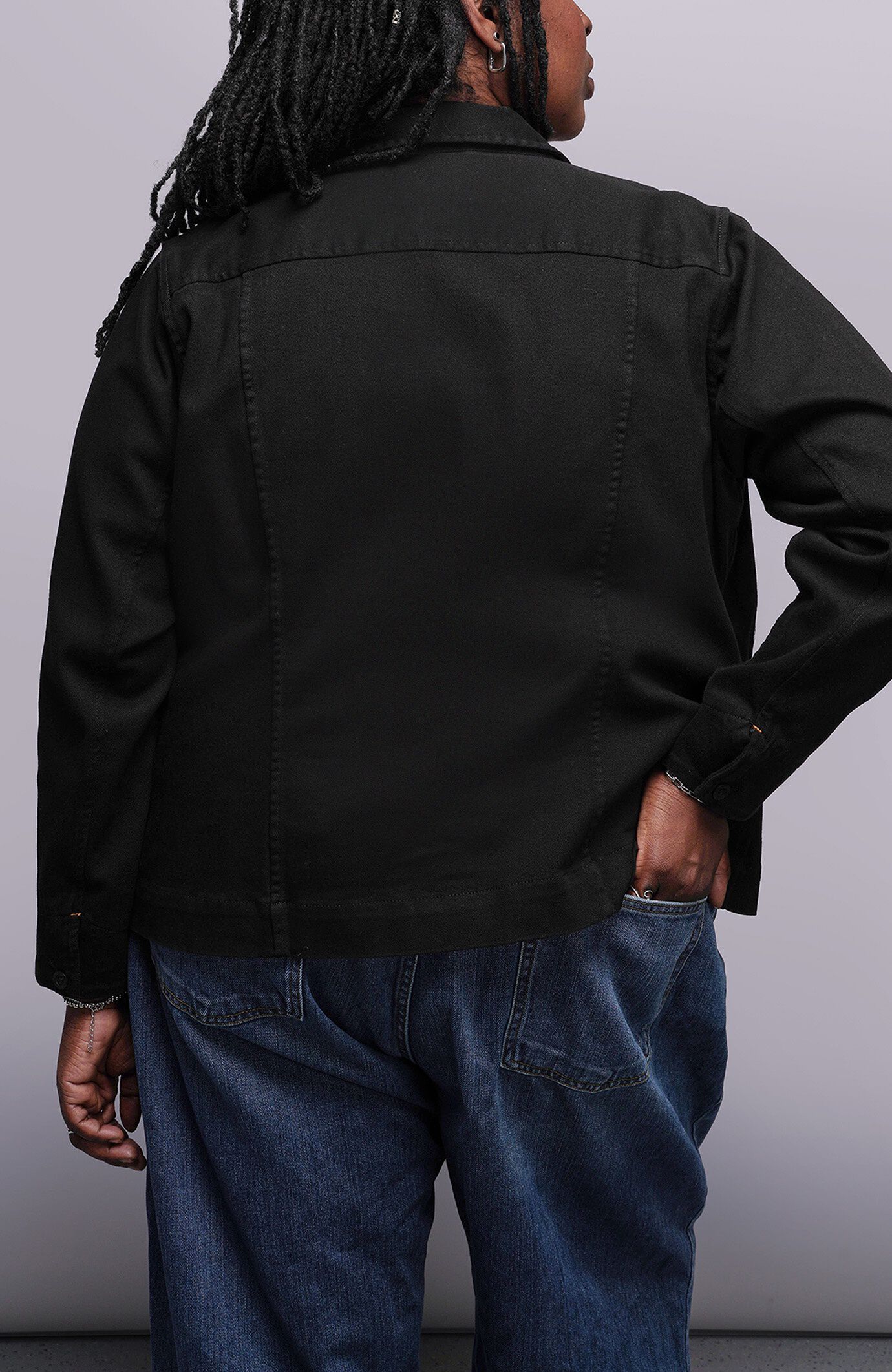 The Essential Denim Utility Jacket, BLACK / Black, alternate image number 2