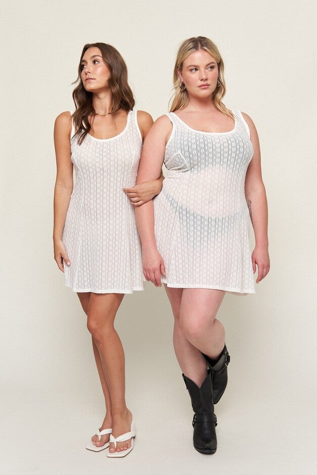 Michaela Lace Mini Dress, White / White, alternate image number 3