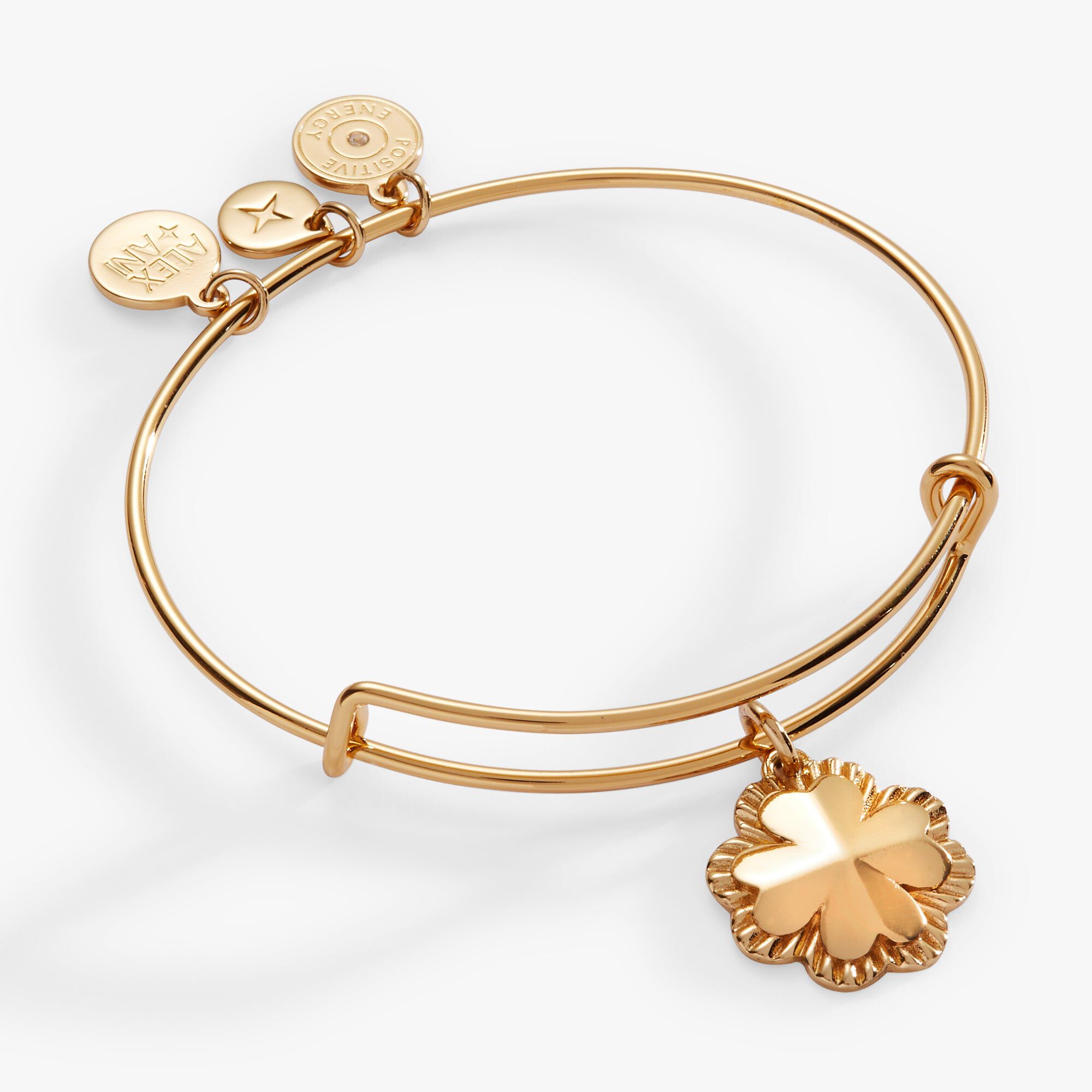 Four-Leaf Clover Charm Bangle, Gold / Gold, hi-res image number 0
