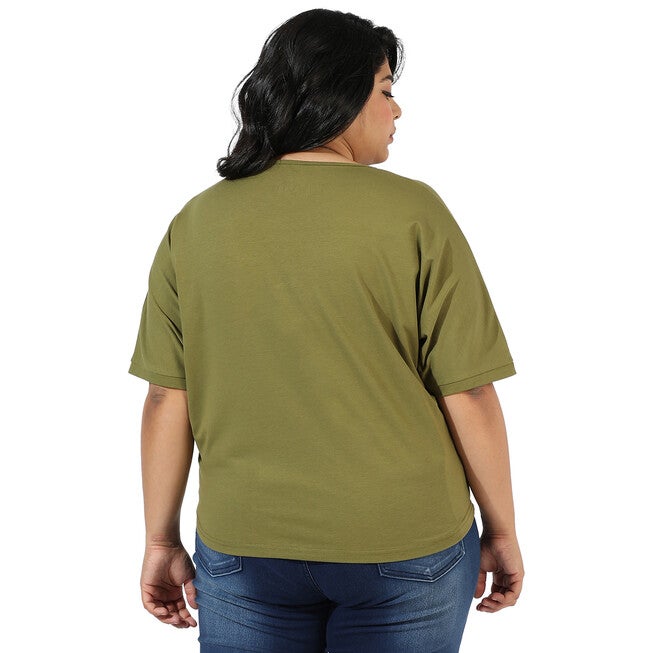 Olive Green "Adventure" Text Print Tee, , alternate image number null