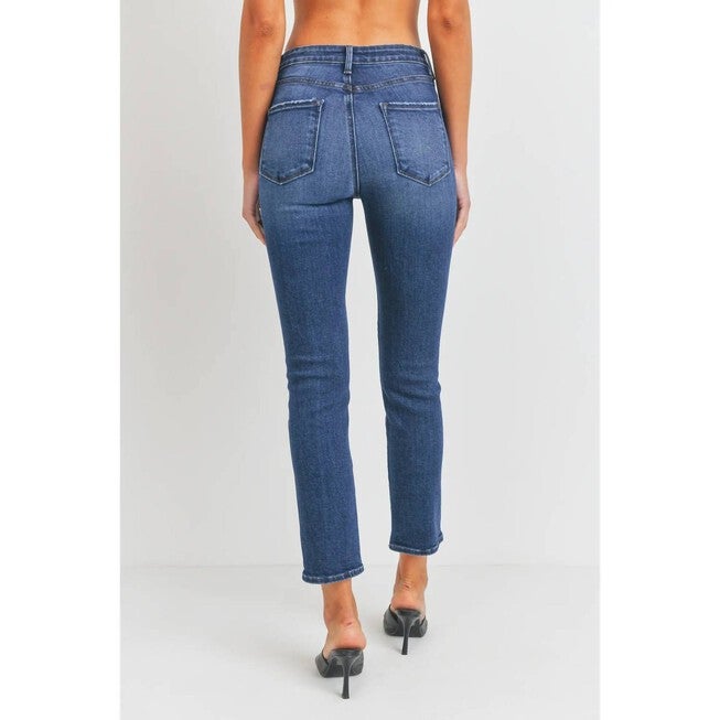 CLASSIC SLIM STRAIGHT JEANS IN DARK DENIM, Dark Denim / Dark Wash, alternate image number null