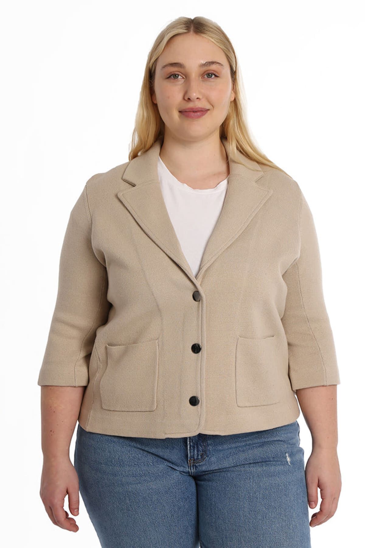 Cotton blend shrunken blazer, Brown Sugar / Beige, hi-res image number 0