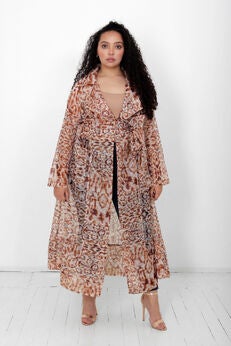 Cherish Organza Belted Trench Cardigan