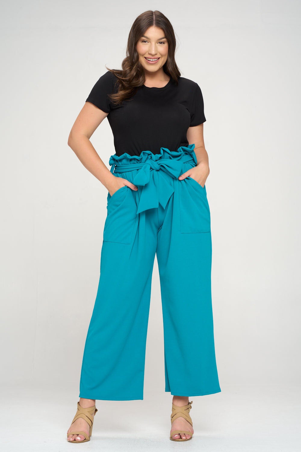 KATHLEEN PAPERBAG PANTS, Jade / Turquoise, alternate image number 4