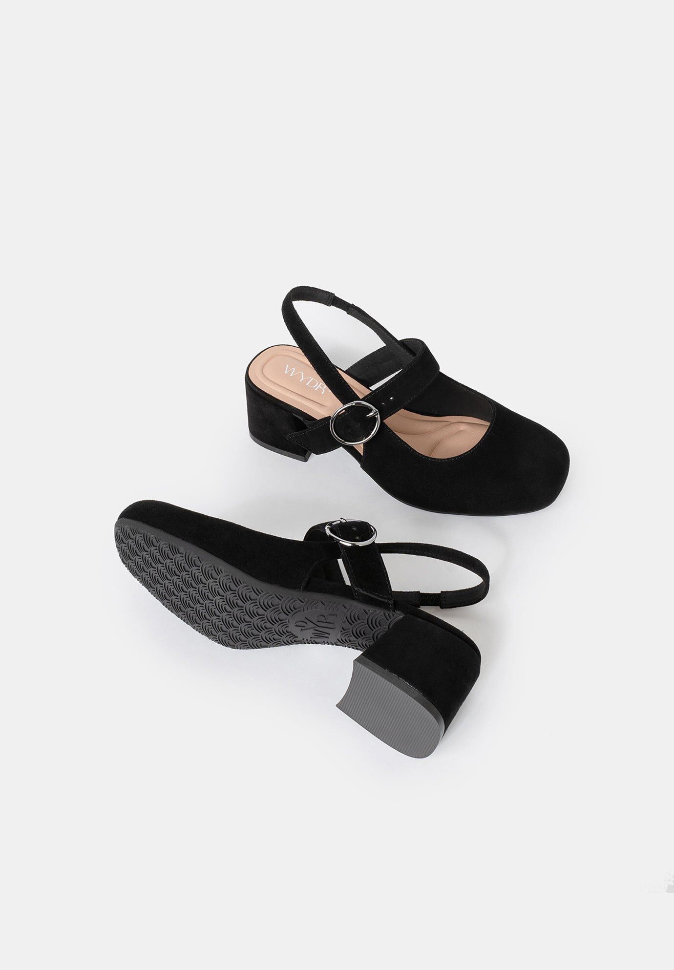 Amber Slingback Mary Jane, Black Suede / Black, alternate image number 3