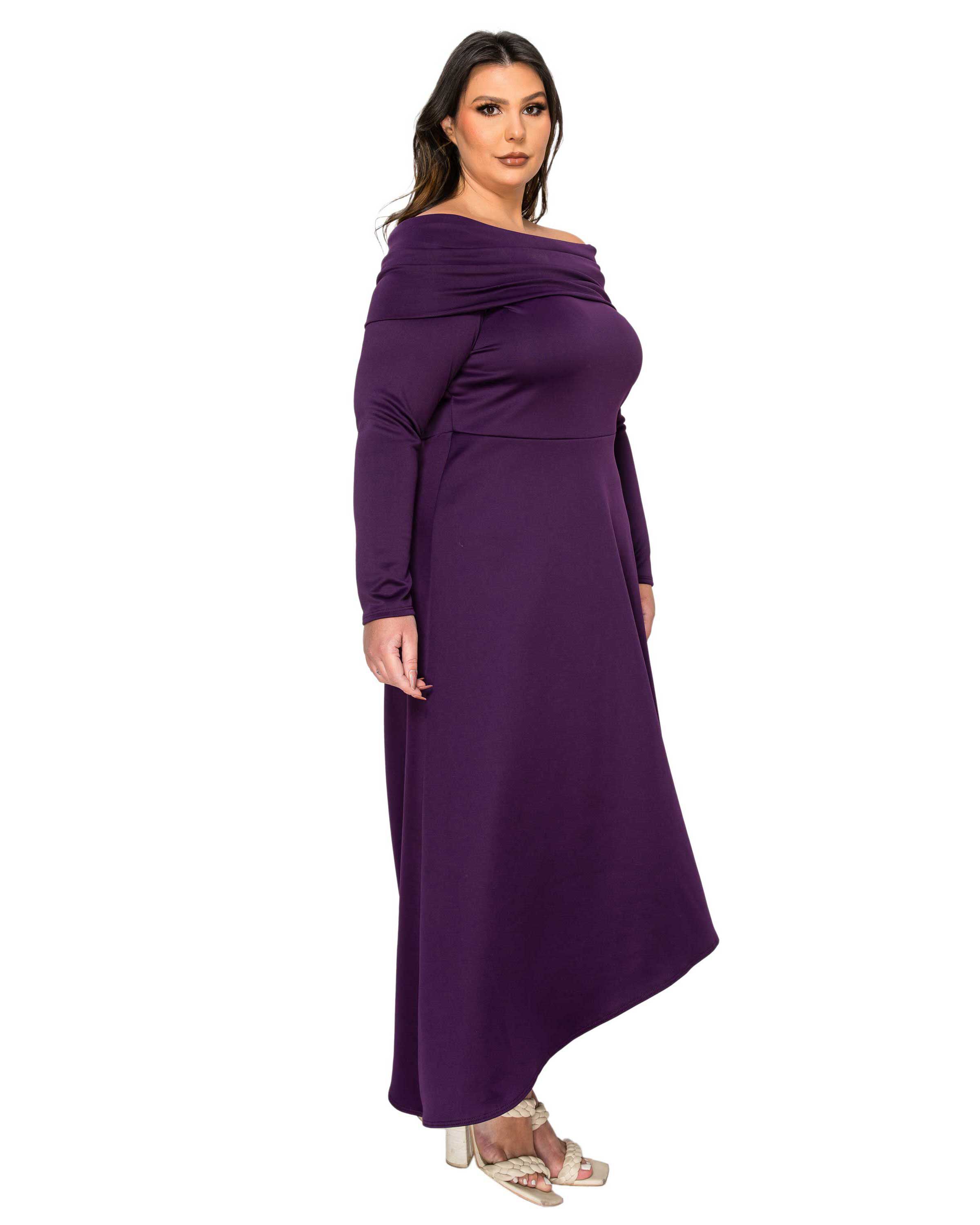 Lyra Off Shoulder Maxi Dress, Eggplant / Purple, alternate image number 1