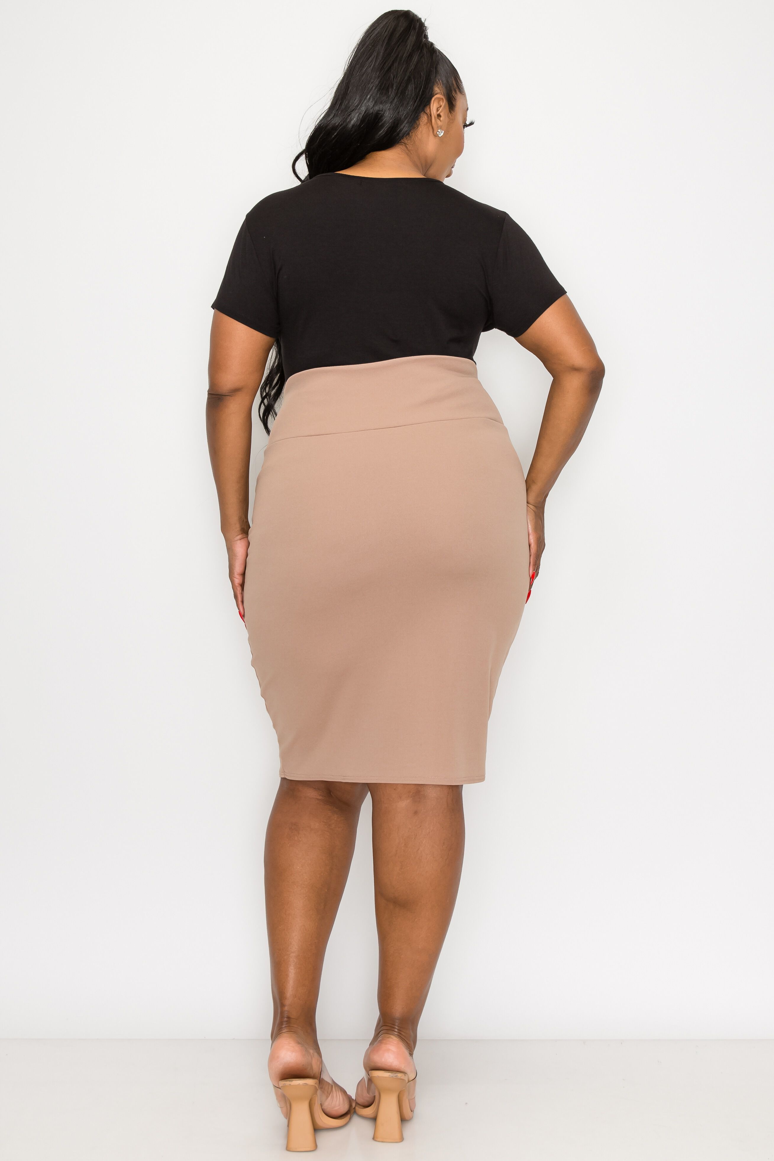 MOLLY PENCIL SKIRT, Mocha / Brown, alternate image number 2