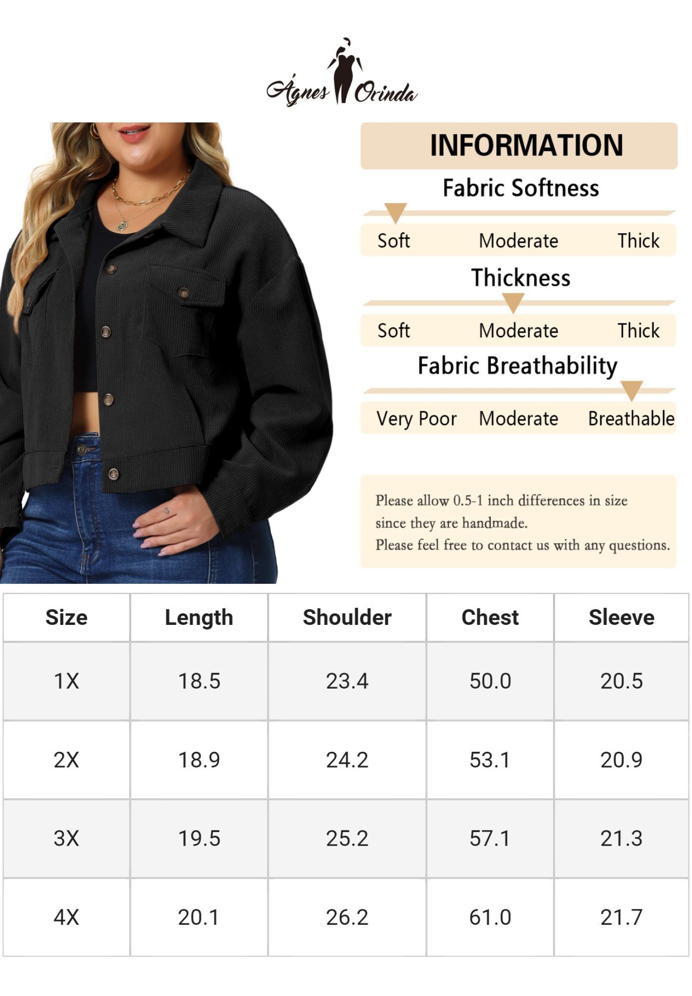 CORDUROY CROPPED BUTTON DOWN LONG SLEEVE SHIRT SHACKET JACKET, Black / Black, alternate image number 4