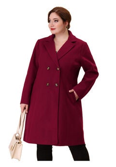 NOTCHED LAPEL WINTER WARM DOUBLE BREASTED LONG COAT