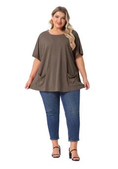 Short Sleeve Top Loose Fit Summer T-Shirt with Pocket