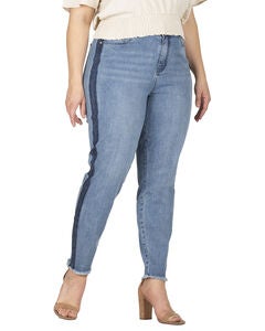 Savannah Plus Size Denim Skinny Jeans With Shadow Leg Stripe