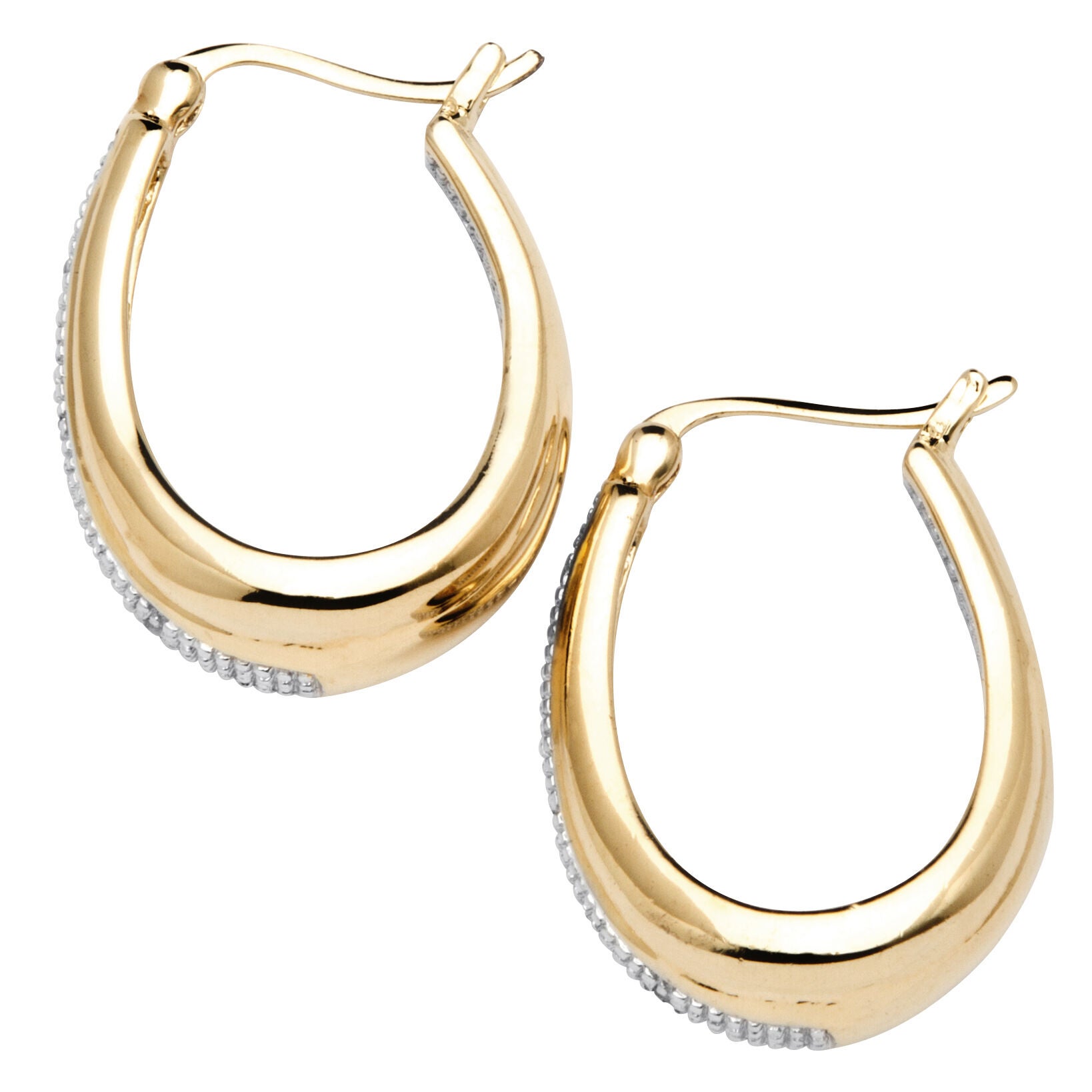Diamond Accent Yellow Gold-Plated Oval-Shaped Inside-Out Hoop Earrings, , alternate image number 4