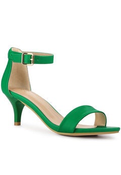 Open Toe Kitten Heeled Ankle Strap Sandals