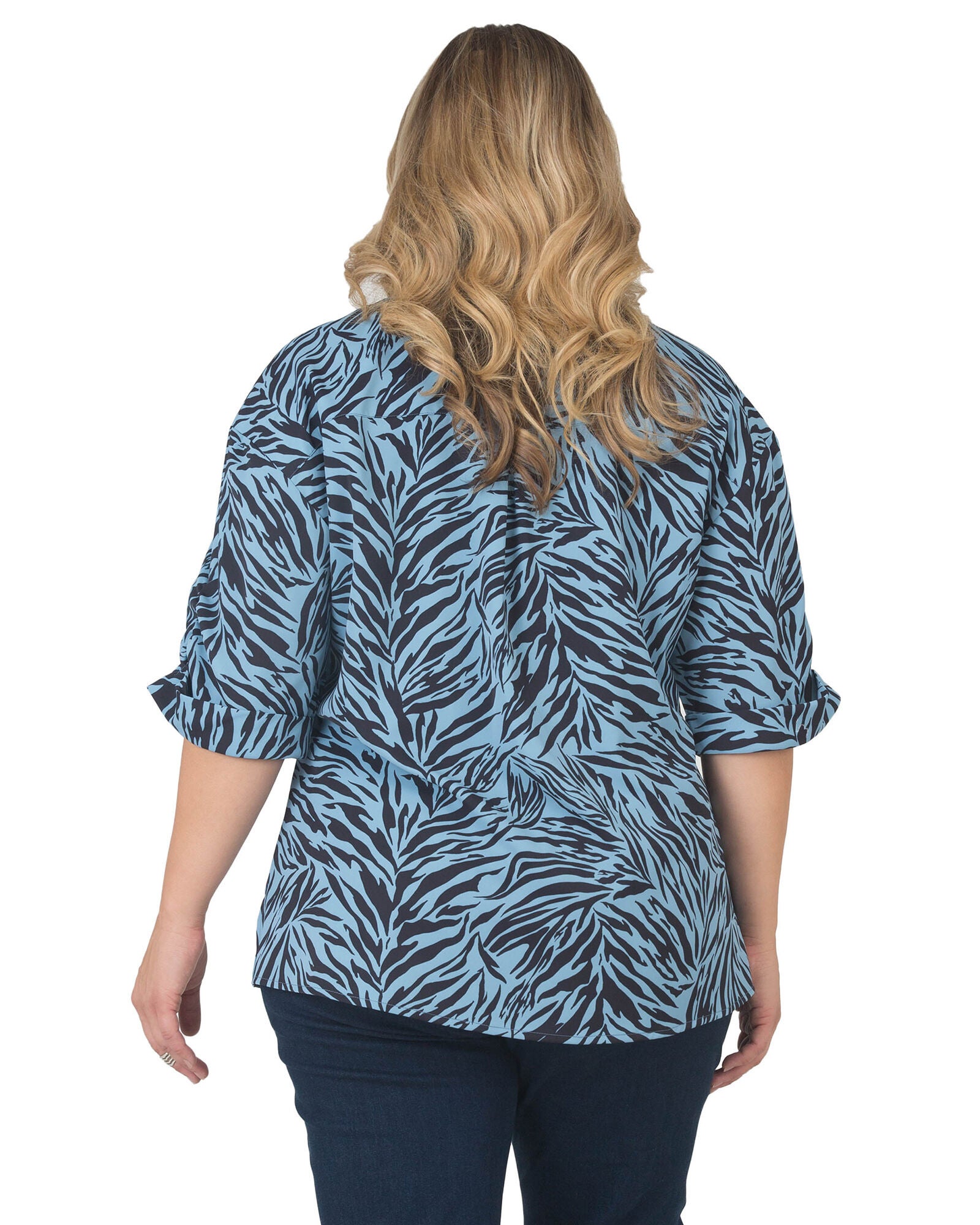 Lola Button-Front Shirt, ZEBRAFEVER / Navy, alternate image number 3