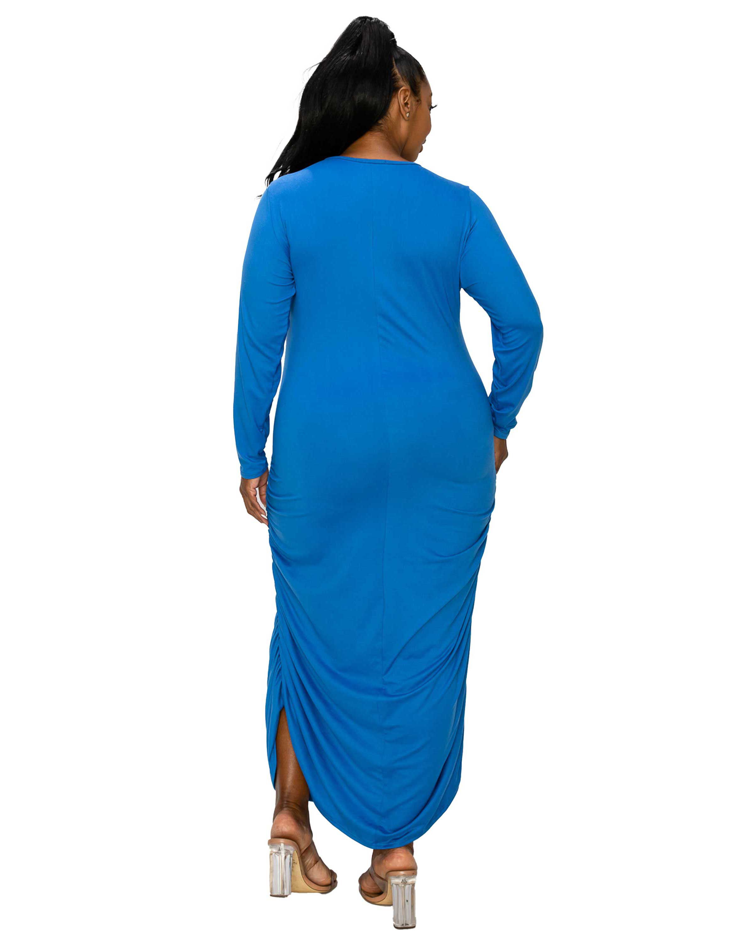 JESSICA RUCHED MAXI DRESS, Cobalt / Cobalt, alternate image number 2