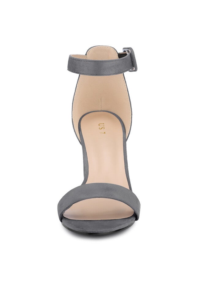 Open Toe Ankle Buckle Strap Block High Heel Sandals, Deep Grey / Charcoal Grey, alternate image number 1