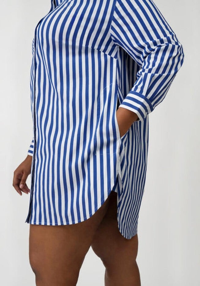 SIGNATURE TUNIC SHIRT - COBALT STRIPE, Cobalt Stripe / Cobalt, alternate image number null