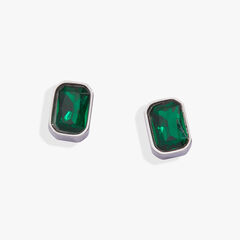 Emerald-Cut Birthstone Stud Earrings